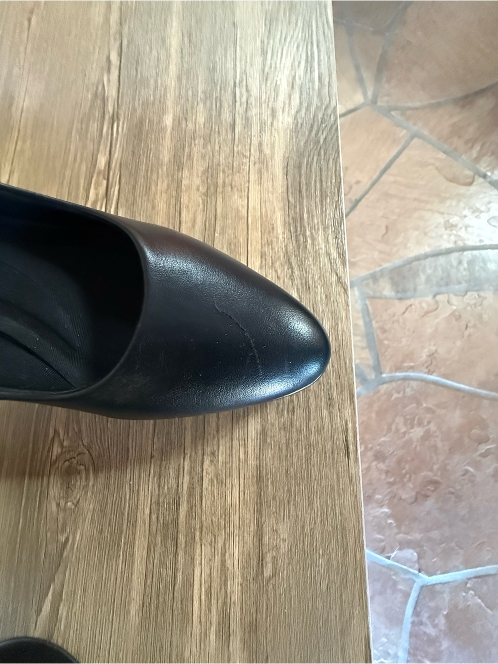 Anne Klein Black Leather Platform Block Heel Pumps - Picture 4 of 4